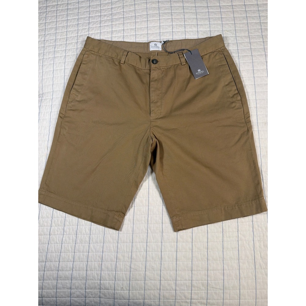 Sunspel Mens Khaki Tan Cotton Chino Shorts Made in Portugal Size 36 NWT